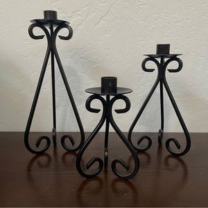 Set of 3 Cast Iron Candle Holders